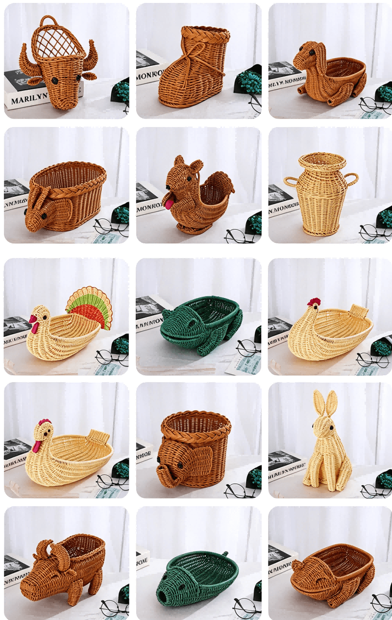 Animal woven basket 003