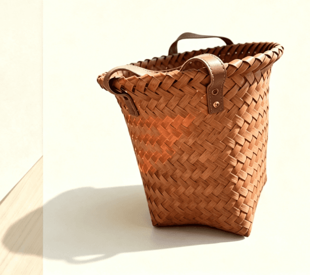 Leather handle market basket