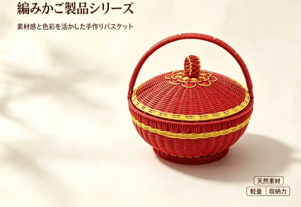 Vermilion lidded basket