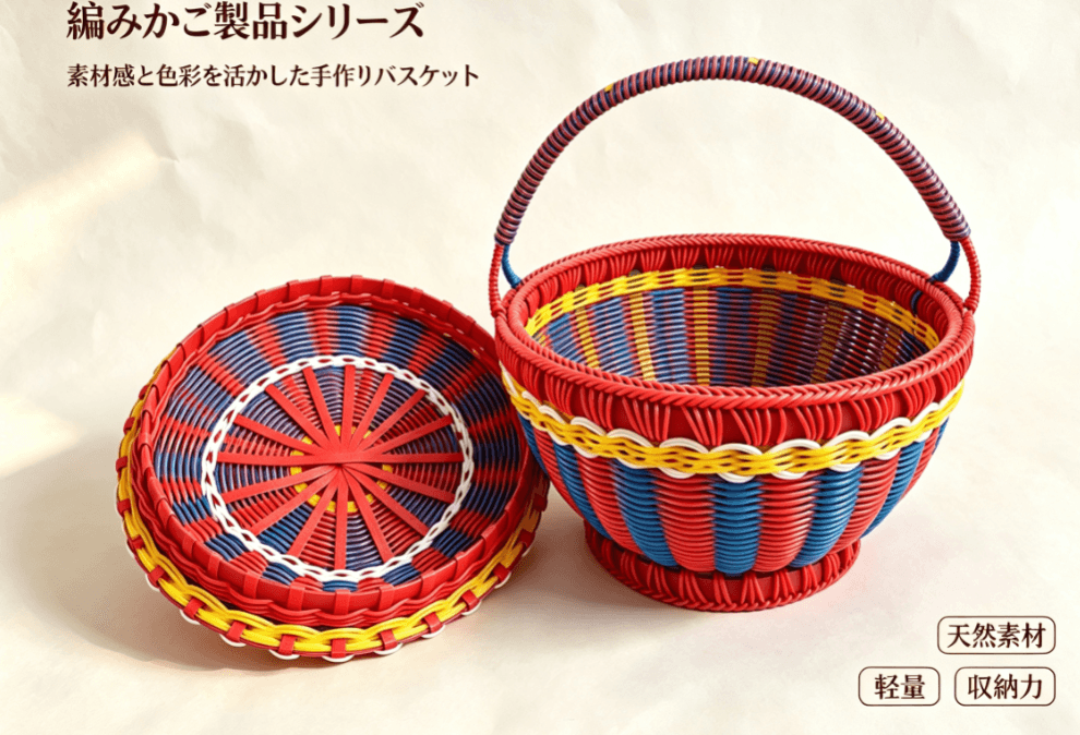 Blue and red two-piece basket