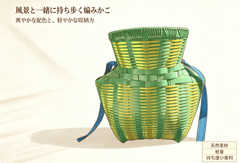 Forest color shoulder basket